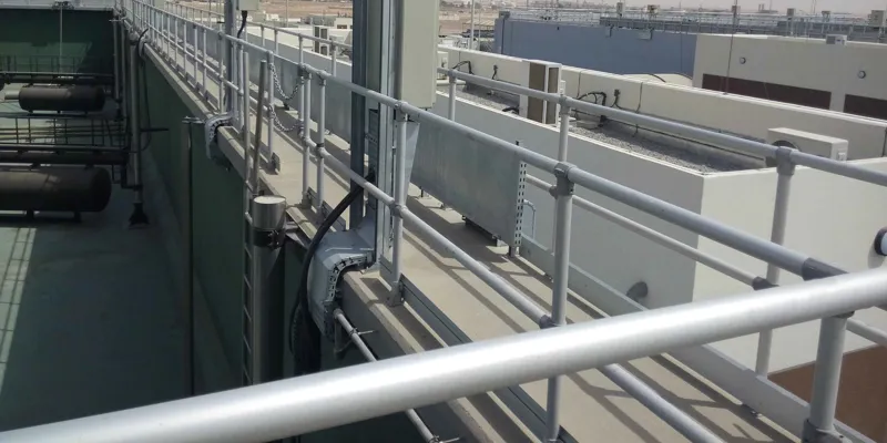 Modular Safety Railing System Safety Railing and Modular Guardrail made from Slip-on Railing Fittings ...